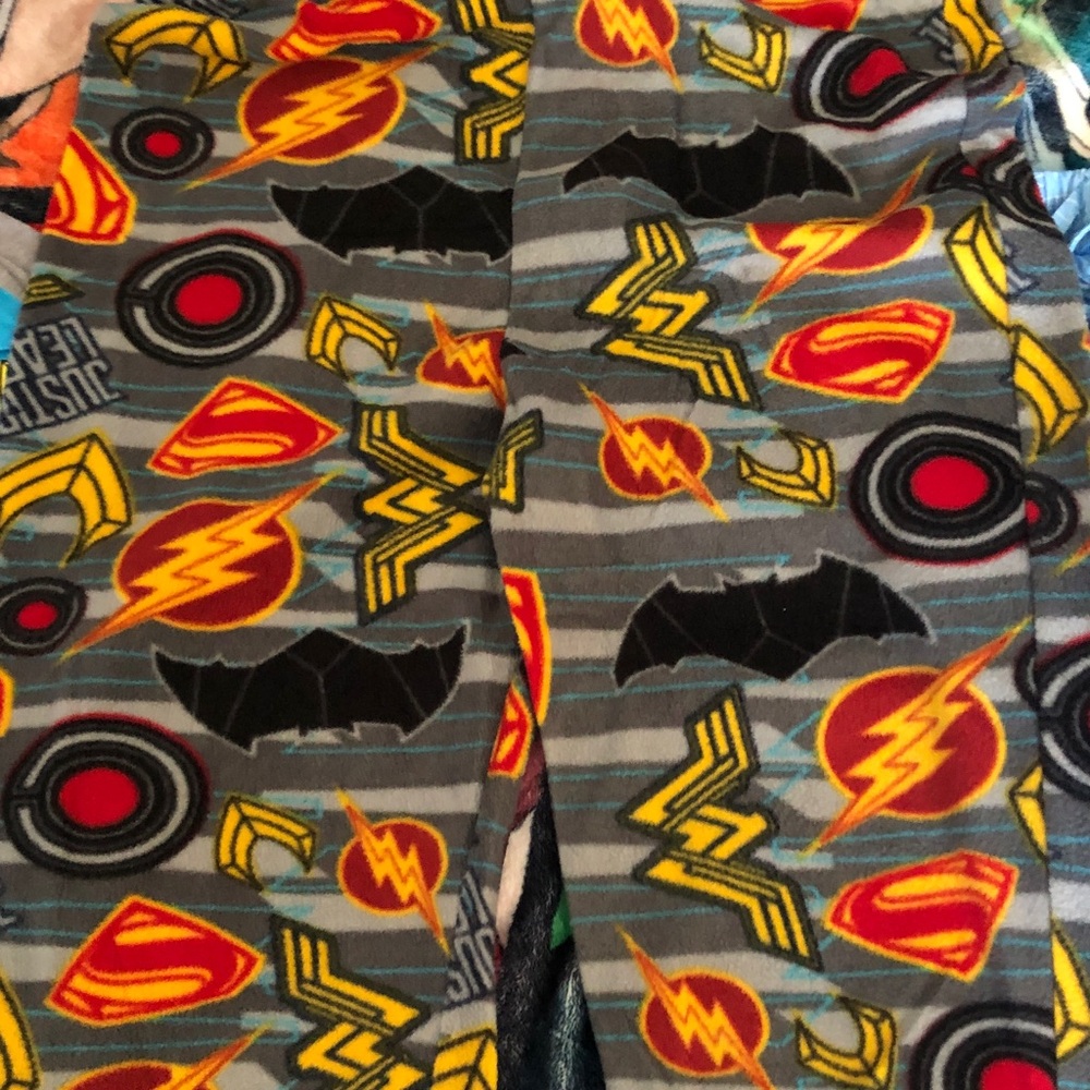Gray Superhero Patterned Pants - image 3